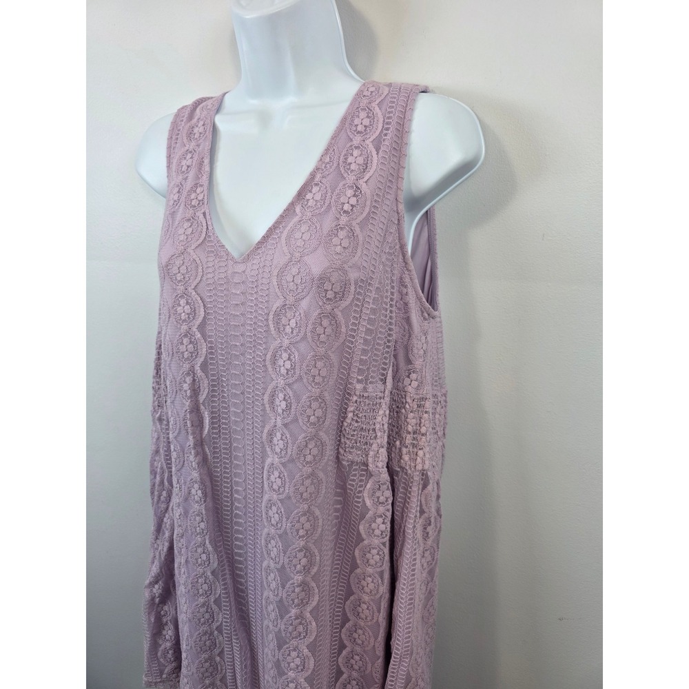 Blue Rain Lavender Floral Lace Sleeveless V-Neck Shift Dress Purple Medium M - Picture 2 of 9